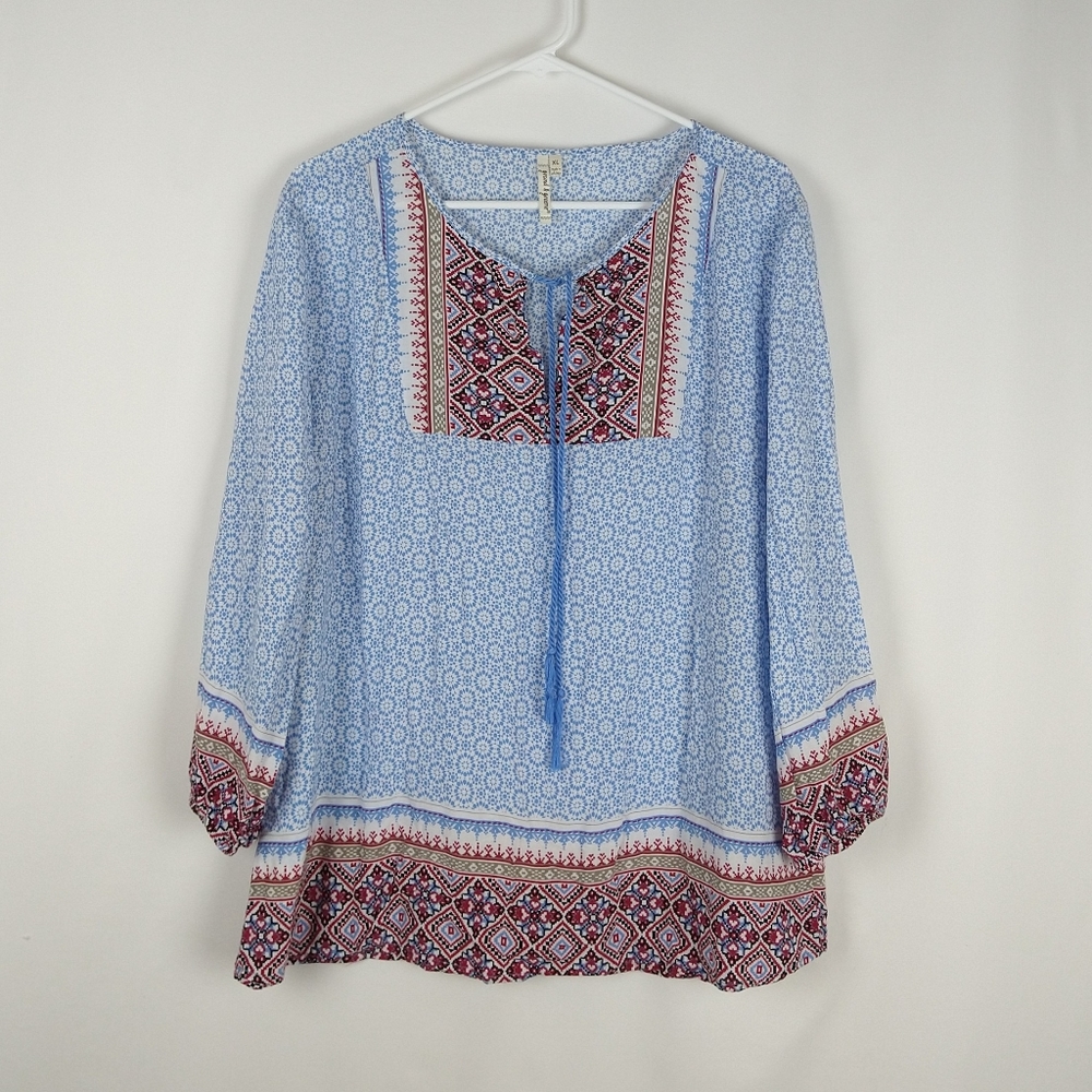 Grand & Greene Boho Mandala Peasant Blouse Top XL